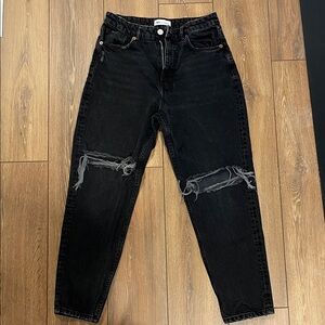 Zara Black Distressed Mom Jeans